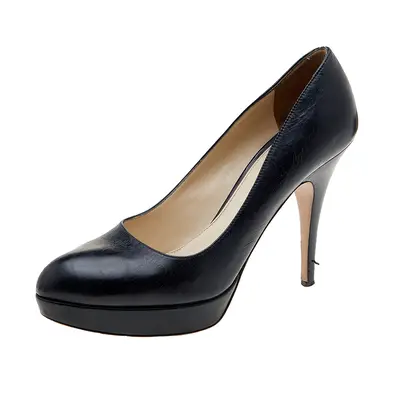 Prada Black Leather Platform Pumps Size 39.5