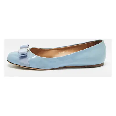 Salvatore Ferragamo Blue Patent Leather Varina Flat Ballets Size