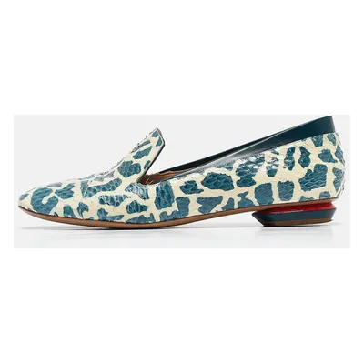 Nicholas Kirkwood Green/Cream Python Smoking Slipper Size