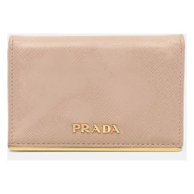 Prada Beige Leather Logo Coin Purse