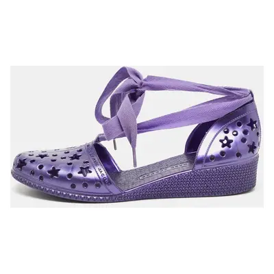 Marc by Marc Jacobs Purple Laser Cut Rubber Ankle Tie Flats Size