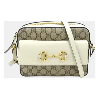 Gucci Beige/White Gold PVC/Leather GG Supreme Shoulder Bag