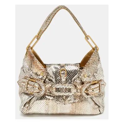 Jimmy Choo Gold/Silver Snakeskin Small Tulita Shoulder Bag