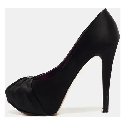 Gina Black Satin Claire Platform Pumps Size 37.5