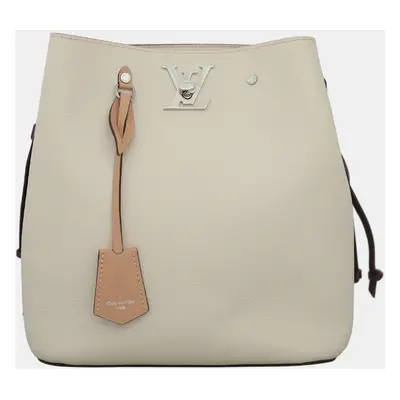 Louis Vuitton Cream, Maroon, Soft Pink Logo Lockme Bucket Bag