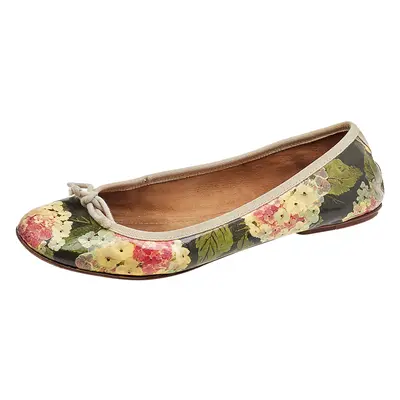 D&G Multicolor Floral Print Patent Leather Bow Ballet Flats Size