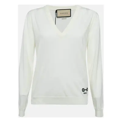 Gucci Cream Horsebit Intarsia Wool Rib Jumper