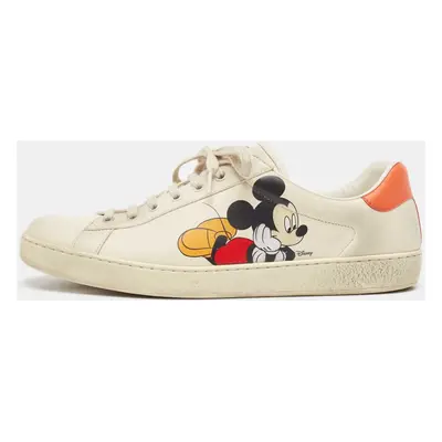 Gucci x Disney Cream Leather Mickey Mouse Ace Sneakers Size 44.5