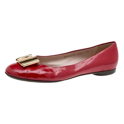 Salvatore Ferragamo Red Patent Leather Sun Ballet Flats Size