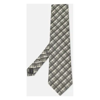 Tom Ford Black/White Checked Silk Traditional Tie