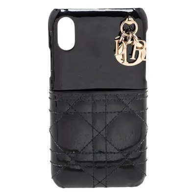 Dior Black Cannage Patent Leather Lady Dior iPhone X/XS Case