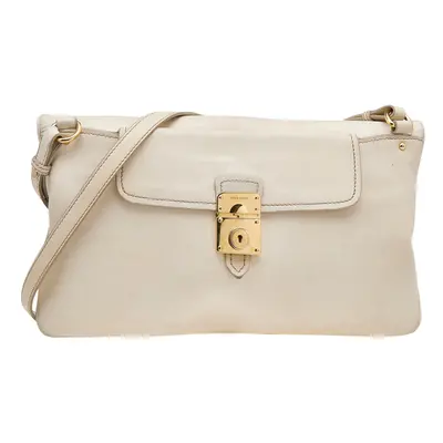 Miu Miu Cream Leather Fold Over Shoulder Bag