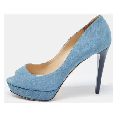 Jimmy Choo Blue Textured Suede Dahlia Pumps Size 40.5