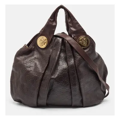 Gucci Dark Brown Guccissima Leather Hysteria Hobo