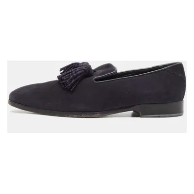 Jimmy Choo Navy Blue Suede Foxley Smoking Slippers Size