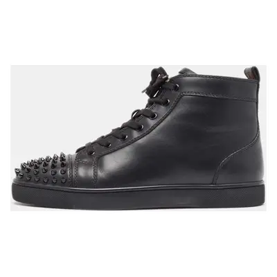 Christian Louboutin Black Leather Lou Spikes High Top Sneakers Size