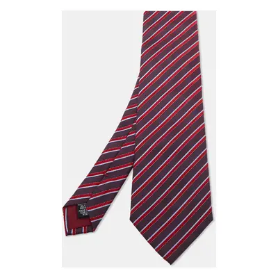 Boss By Hugo Boss Burgundy Diagonal Striped Silk Tie