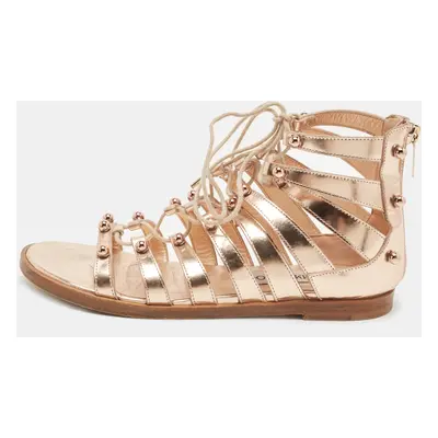 Jimmy Choo Rose Gold Leather Gigi Sandals Size 36.5