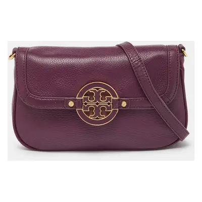 Tory Burch Purple Leather Mini Amanda Crossbody Bag