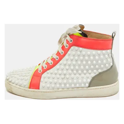 Christian Louboutin Neon Multicolor Leather Louis Spikes Sneakers Size