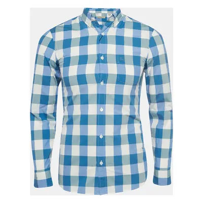 Burberry Brit Blue Checked Cotton Button Down Collar Shirt