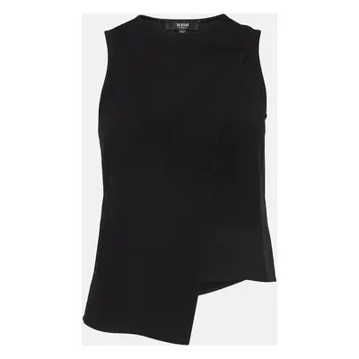 Versus Versace Black Crepe Asymmetric Wrap Top