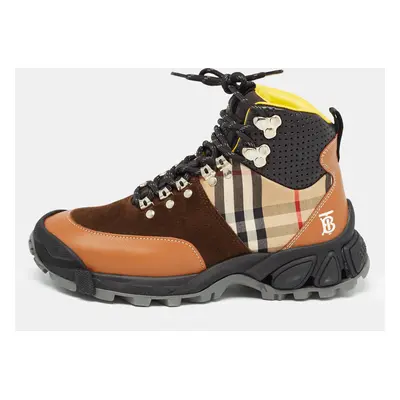 Burberry Multicolor Leather and Suede Tor Hiking Boots Size 36.5