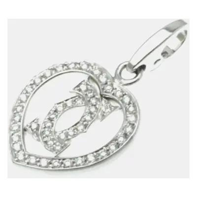 Cartier 18K White Gold and Diamond Double C Heart Charm