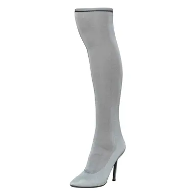 Vetements Grey Stretch Fabric Reflective Thigh High Socks Boots Size