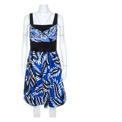 Diane von Furstenberg Blue Printed Cotton Silk Blend Sita Dress