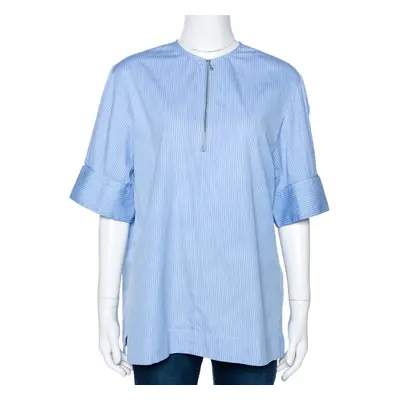 Joseph Blue Pinstripe Cotton Brair Blouse