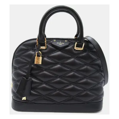 Louis Vuitton Black Lambskin Alma PM Handbag