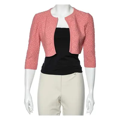 Alaia Pink Patterned Knit Cropped Shrug