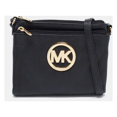 MICHAEL Michael Kors Black Leather Fulton Crossbody Bag