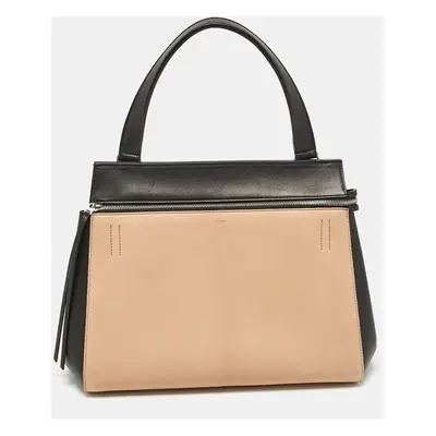 Celine Black/Beige Leather Edge Top Handle Bag