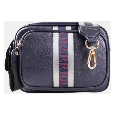 Charriol Dark Blue Leather Deauville Crossbody