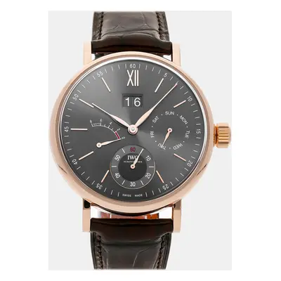 IWC Grey 18k Rose Gold Portofino IW5162-03 Manual Winding Men's Wristwatch mm