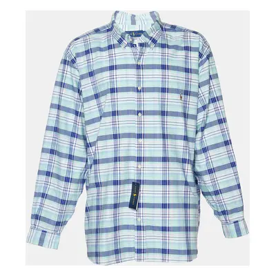 Ralph Lauren Blue Checkered Cotton Button Front Shirt 3XB/3XL