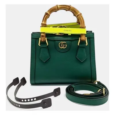 Gucci Green Leather Diana Tote Bag