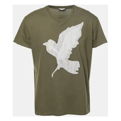 Dior Homme Green Applique Cotton Crew Neck T-Shirt