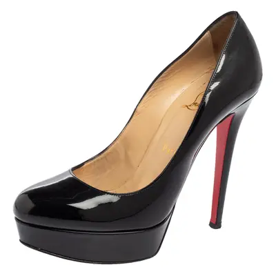 Christian Louboutin Black Patent Bianca Platform Pumps Size 38.5