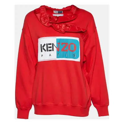 Kenzo Red La Collection Memento N°1 Cotton Ruffled Neck Sweatshirt