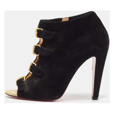 Christian Louboutin Black Suede Ankle Length Boots Size