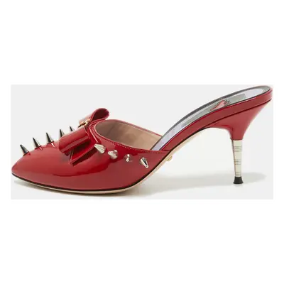 Gucci Red Patent Leather Sadie Mules Size 37.5