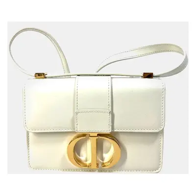 Dior White Leather Montaigne Shoulder Bags