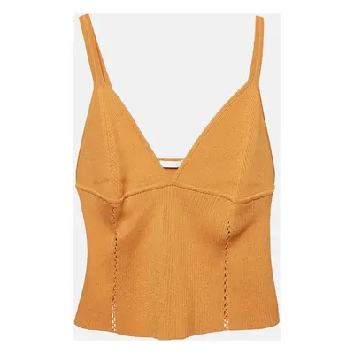 Jonathan Simkhai Brown Rib Knit Cut-Out Detail Crop Top