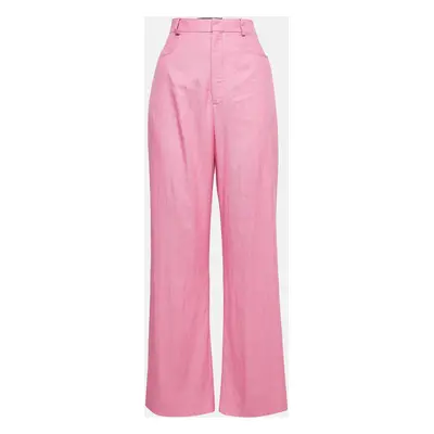 Jacquemus Pink Linen Blend Wide Leg Trousers