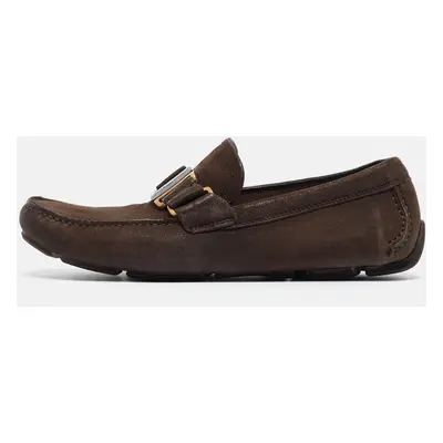 Salvatore Ferragamo Brown Nubuck Leather Sardegna Loafers Size