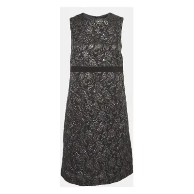 Max Mara Black Floral Brocade Sheath Dress