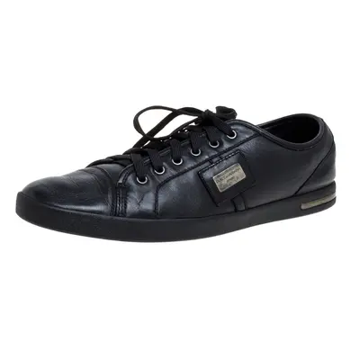 Dolce & Gabbana Black Leather Lace Low Top Sneakers Size 44.5